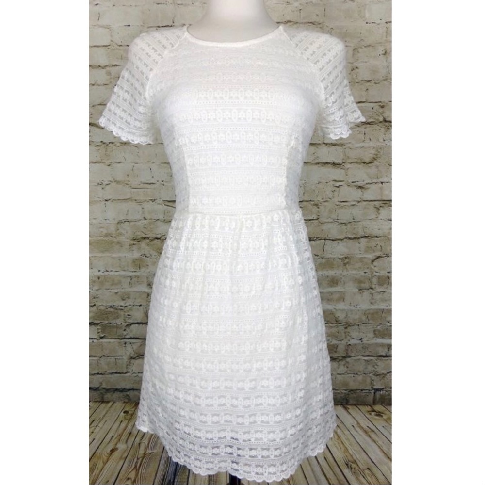 FreePeople Ivory Off White Lace Short Sleeve Dress